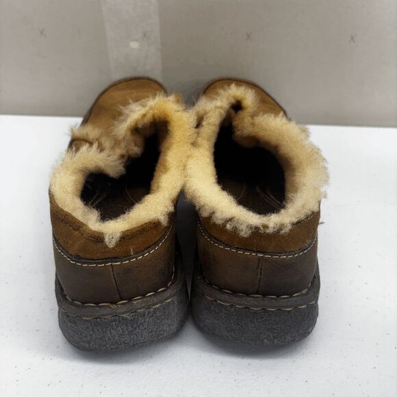 Born Hand Crafted Suede Fur Lined Slipper Mule Clog Womens Size 9 EUC - Picture 2 of 9